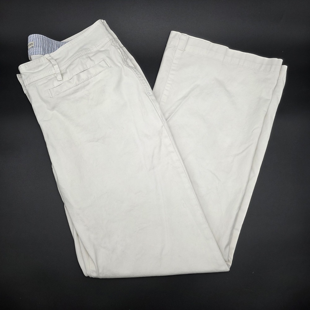 Tommy Hilfiger Pants Womens 12 White Light WeighDenim Wide Straight Leg Nautical